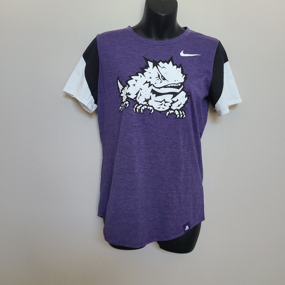 Nike TCU Horned Frogs Tee Shirt Small Purple Mascot Graphic